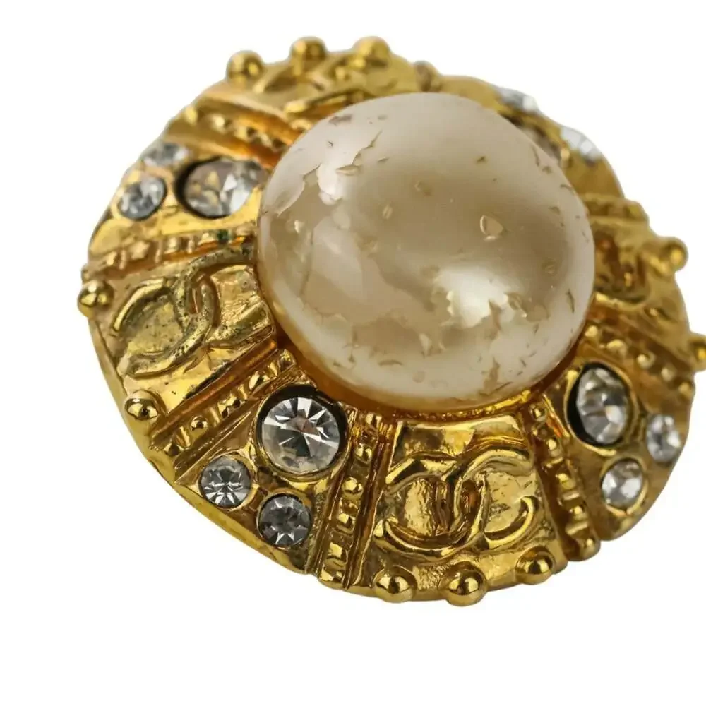 Chanel Vintage Earrings Pearl Gold-Tone #210138C52B - Picture 8 of 9